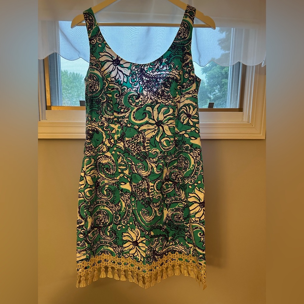 Lilly Pulitzer Green and White Patterned Dress